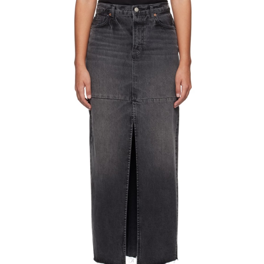 Reformation Tazz Maxi Denim Skirt, sz.29 Color "Linman" Dark Gray